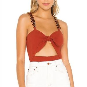 Revolve Privacy Please Glendon Rust Tie Front Tortoise Shell Strap Bodysuit S